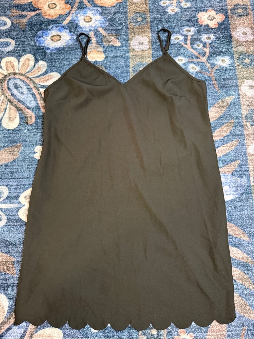 SHEIN Black Scallop-Hem Slip Mini Dress